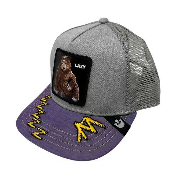 GOORIN BROS Animal Farm ‘Limited Edition’ Meh Lazy Bear Trucker Hat Gray Purple